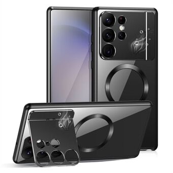 Alloy+Acryl telefoonhoesje met aromaontwerp lensbeschermer en kickstand voor Samsung Galaxy S23 Ultra 5G, compatibel met MagSafe.