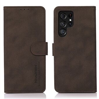 KHAZNEH Voor Samsung Galaxy S23 Ultra Getextureerde PU Lederen Telefoon Case Magnetische Sluiting Opvouwbare Stand Volledige Bescherming Telefoon Wallet Cover