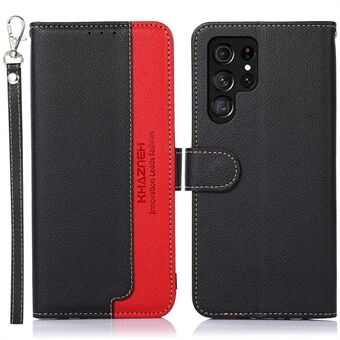 KHAZNEH Voor Samsung Galaxy S23 Ultra RFID Blocking Litchi Textuur Drop-proof Case PU Leather Phone Stand Wallet Cover