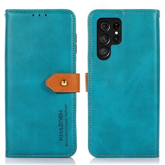 KHAZNEH Voor Samsung Galaxy S23 Ultra Volledige Bescherming Koeienhuid Textuur Telefoon Case Magnetische Gouden Gesp PU Leather Flip Wallet Cover met Stand