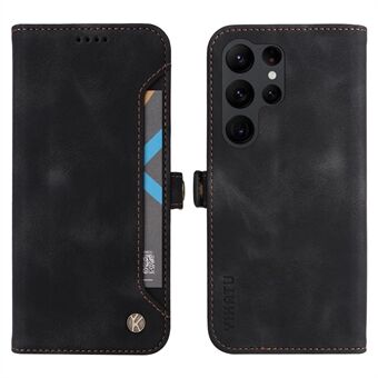 YIKATU YK-002 Voor Samsung Galaxy S23 Ultra Skin-touch PU Leather Wallet Case Flip Stand Telefoon Beschermhoes met Outer Card Slot