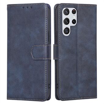 Voor Samsung Galaxy S23 Ultra RFID Blocking Phone Case Koeienhuid Textuur PU Leather Shockproof Wallet Stand Cover