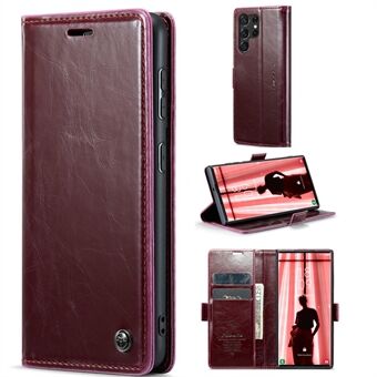 Caseme 003 Serie Voor Samsung Galaxy S23 Ultra Goed Beschermd Wasachtige Textuur Pu Leather Stand Case Magnetische Sluiting Portemonnee telefoon Cover