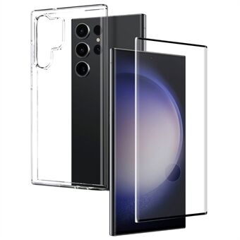 NORTHJO Voor Samsung Galaxy S23 Ultra TPU Case Clear Telefoon Cover + 3D Gebogen Gehard Glas Screen Protector