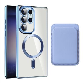 Magnetische telefoonhoes voor Samsung Galaxy S23 Ultra, TPU + PC Clear Cover met kaarthouder