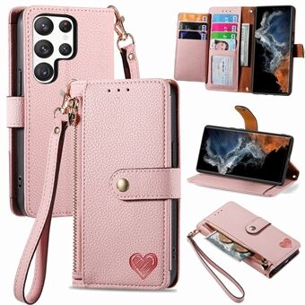 Voor Samsung Galaxy S23 Ultra RFID Blocking Phone Case Stand Wallet PU Leather Zipper Pocket Cover