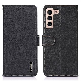 KHAZNEH Voor Samsung Galaxy S23 Echt lederen telefoon Portemonnee Cover Litchi Texture Flip Stand Shockproof Case