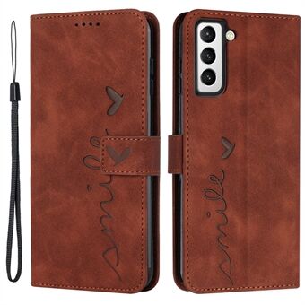 Voor Samsung Galaxy S23 Heart Shape Imprinting Phone Case Huidvriendelijke Smartphone Flip Leather Cover Stand Wallet