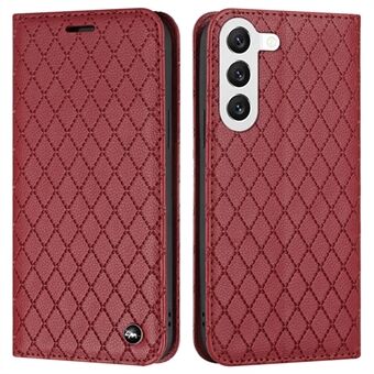 Voor Samsung Galaxy S23 Litchi Textuur Rhombus Embossing PU Leather Case Telefoon Stand Wallet Cover met RFID Blocking Functie