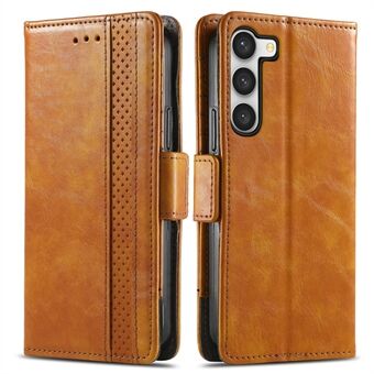 CASENEO 002 Serie voor Samsung Galaxy S23 Business Splicing PU Leather Phone Case Stand Wallet RFID Blocking Shockproof Phone Cover