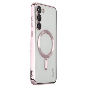 ENKAY HAT Prince Voor Samsung Galaxy S23 Galvaniseren Edge Camera Bescherming Achterkant Magnetische TPU Telefoon Case Compatibel met Magsafe