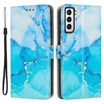 Voor Samsung Galaxy S23+ Marmerpatroon Afdrukken PU-leer Schokbestendig hoesje Magnetische Stand Mobiele telefoonstandaard Portemonneehoes met riem