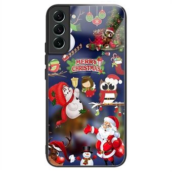 Voor Samsung Galaxy S23+ Anti- Scratch beschermhoes TPU + gehard glas Kerstpatroon Afdrukken Telefoon schokbestendig hoesje