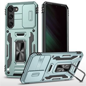 Armor Series voor Samsung Galaxy S23+ Kickstand Slagvaste PC + TPU Hybride Cover Beschermende telefoonhoes met schuifcamerabeschermer