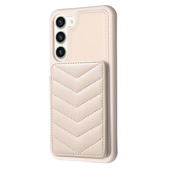 BF26 kaarthouder kickstand case voor Samsung Galaxy S23+ Wave stiksels textuur TPU+PU lederen telefoonhoes