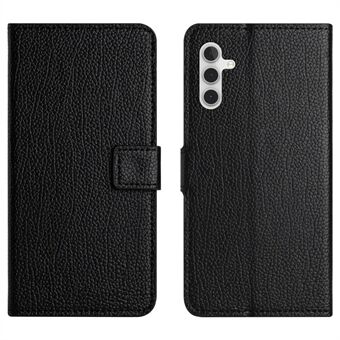 Voor Samsung Galaxy A54 5G Magnetische Vierkante Sluiting Litchi Textuur PU Lederen Portemonnee Case Stand Functie Mobiele Telefoon Cover - Zwart