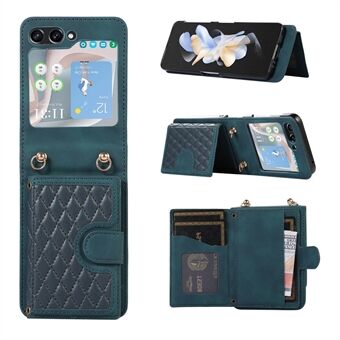 Beschermende portemonnee-hoes met rasteropdruk voor Samsung Galaxy Z Flip5 5G PU-lederen pc-telefoonhoes met schouderband