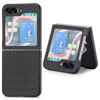Koolstofvezeltextuur PU lederen pc-hoes voor Samsung Galaxy Z Flip5 5G Nauwkeurige uitsparingen Anti-drop telefoonhoes
