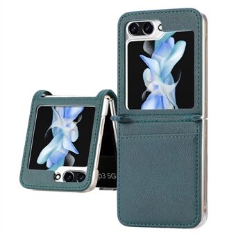 Voor Samsung Galaxy Z Flip5 5G PU Leer + PC Telefoon Case Ultradunne Litchi Textuur Kaartsleuf Kickstand Cover