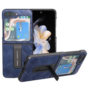 ABEEL Voor Samsung Galaxy Z Flip5 5G Standaard beschermhoes PU-leer gecoat PC-rastertextuur Telefoonhoes