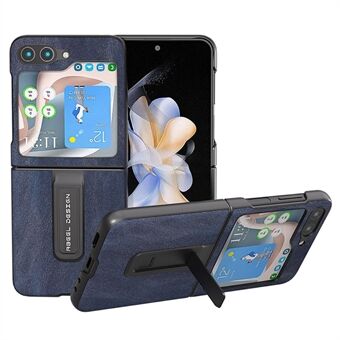 ABEEL Voor Samsung Galaxy Z Flip5 5G Koeienhuid Textuur Telefoonhoes PU Leer Gecoat PC Kickstand Cover