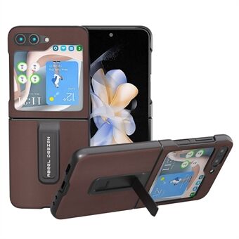 ABEEL Voor Samsung Galaxy Z Flip5 5G Kickstand Nappa Textuur Case Echt Koe Leer + PC Telefoon Cover