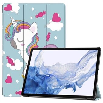Voor Samsung Galaxy Tab S9 PU lederen tablethoes met patroonafdrukken, opvouwbaar en met slimme automatische slaap- / wekfunctie.