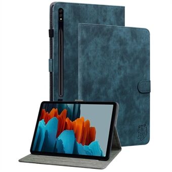Voor Samsung Galaxy Tab S9 Stand Folio Tablet Hoesje van PU-leer met schattig tijgerpatroon en kaarthouder.