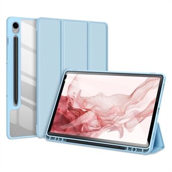 DUX DUCIS TOBY-serie voor Samsung Galaxy Tab S9 PU-lederen tablethoes met drievoudige standaard en slimme cover met potloodhouder.