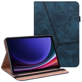 Voor Samsung Galaxy Tab S9 PU Stand Cover Line Bedrukte Beschermende Tablet Hoes met Kaartsleuven