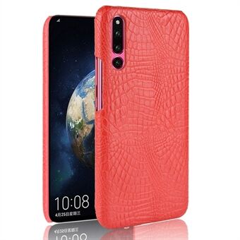 Krokodiltextuur PU-leer gecoate pc-telefoonhoes voor Huawei P30 - rood