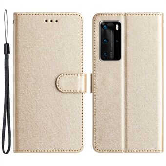 Voor Huawei P40 Pro Wallet Phone Case PU Leather Silk Texture Stand Beschermhoes met riem
