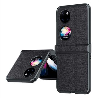 Voor Huawei P50 Pocket / Pocket S Litchi gestructureerd oppervlak metalen frame opvouwbare telefoonhoes met flexibel scharnier