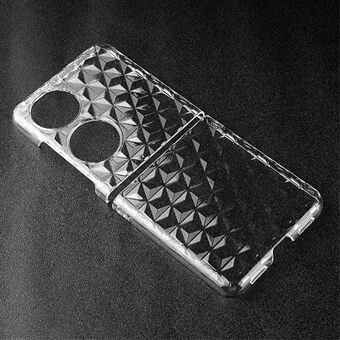 Harde pc-hoes voor Huawei P50 Pocket, diamanttextuur anti- Scratch transparant telefoonhoesje