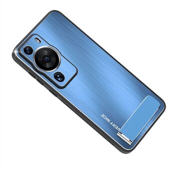 Voor Huawei P60 Kickstand Geborsteld Telefoonhoesje Schokbestendig Aluminium TPU Frame Cover