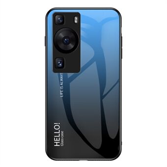 Voor Huawei P60 / P60 Pro Gradiënt Telefoonhoesje Gehard Glas + PC + TPU Schokbestendige Telefoonhoes