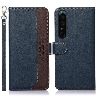 KHAZNEH voor Sony Xperia 1 IV RFID Blocking Wallet Stand Telefoonhoesje Litchi Textuur Lederen Flip Anti-Fall Cover met riem