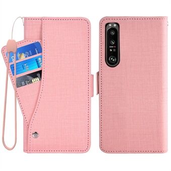 Voor Sony Xperia 1 IV 5G Roterende kaartsleuf Telefoonhoes Jean Doek Textuur PU-leer + TPU Stand Wallet Cover