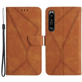 HT05 Wallet Cover voor Sony Xperia 1 V Volledige bescherming Skin-touch telefoonhoes PU lederen omhulsel
