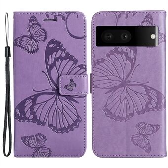 KT Imprinting Flower Series-2 Mobiele telefoonhoesje voor de Google Pixel 7, anti-stof PU lederen hoesje met bedrukte vlinder, mobiele telefoonportemonnee.