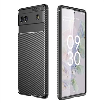 Voor Google Pixel 6a Carbon Fiber Texture botsbestendige mobiele telefoonhoes met zachte TPU achterkant