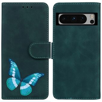 PU Leren portemonneehoes voor Google Pixel 8 Pro met Skin-touch Butterfly Print om te vouwen als telefoonstandaard.