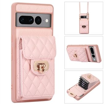 Voor de Google Pixel 7 Pro 5G Crossbody Card Slot Bag Phone Case PU Leather+TPU Protective Kickstand Cover