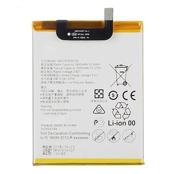 For Huawei Honor V8 3.82V 3400mAh Li-ion Polymer Battery Replacement Part (Encode: HB376787ECW) (without Logo)