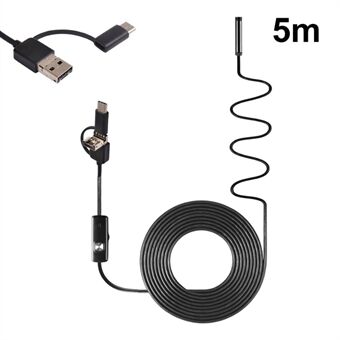 AN100 3-in-1 Endoscoop Inspectiecamera 8 mm Snake Camera met 5M Semi-Rigide Kabel