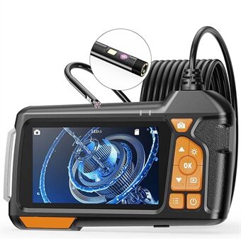 M40 1m harde draad borescope camera met 6 + 1 LED-verlichting 5 mm 4,5 \'\' IPS-scherm Dual-lens industriële endoscoop - zwart + oranje
