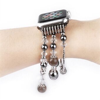Dames handgemaakte elastische stretch parel natuursteen armband voor Apple Watch Series 5 4 40mm / Series 3 2 1 38mm