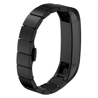Solid Link horlogeband van roestvrij Steel met vlindergesp voor Fitbit Alta - zwart
