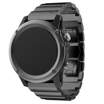 Solid Link Steel horlogeband met vlindergesp voor Garmin Fenix 3 - zwart