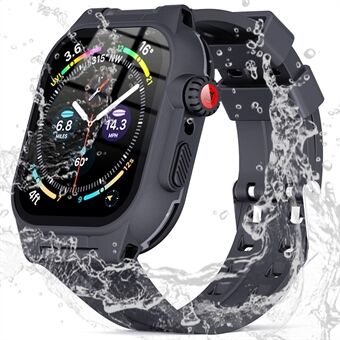SHELLBOX voor Apple Watch Series 7 41 mm IP68 waterdichte behuizing met siliconen horlogeband Smart Watch Protector vervangende band